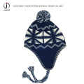 Chapeau tricoté acrylique chaud tricoté toque earflap tricoté chapeau Bobble oreille rabat beanie chapeau